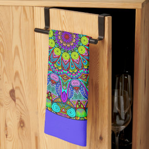 Linge De Cuisine Cadre de montre Mandala Peinture à la main 4