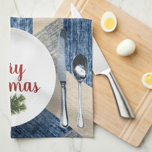 Linge De Cuisine Cadre de Noël (Quart Plié)