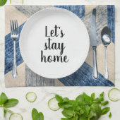 Linge De Cuisine Cadre Du Dîner Sur L'Abstrait Bleu (Plié)