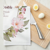 Linge De Cuisine Cadre floral "Cocina " de roses roses (Quart Plié)