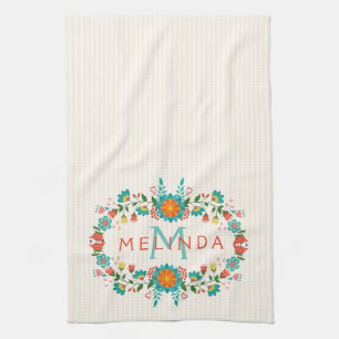 Linge De Cuisine Cadre Floral Coloré
