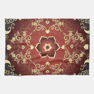 Linge De Cuisine Cadre rond Valentine violet or