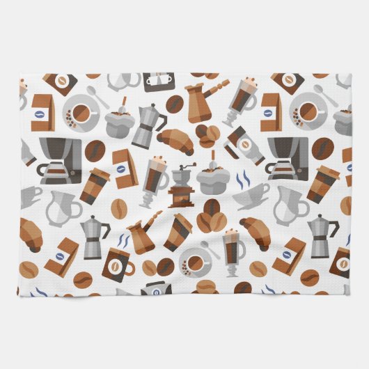 Linge De Cuisine Café Brown et Croissant Motif (Horizontal)