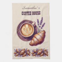 Cafe Custom Merch Croissant Vintage Avec Lavande