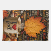 Linge De Cuisine Café d'automne avec nuage de mots (Horizontal)