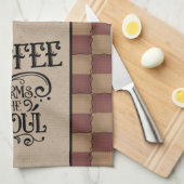 Linge De Cuisine Café Échauffe L'Âme - Style Primitif (Quart Plié)