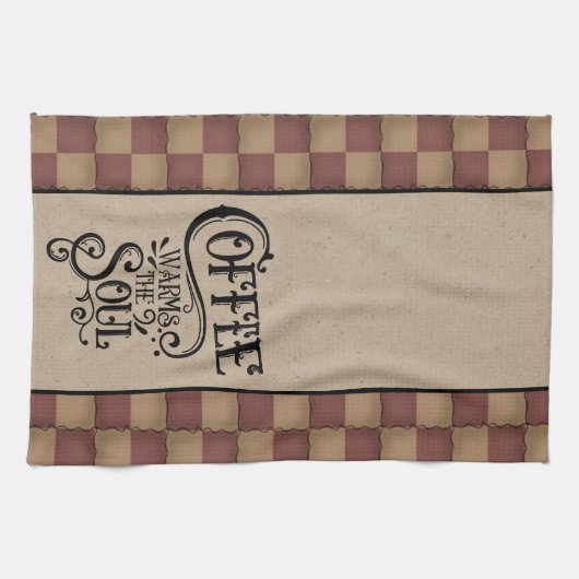 Linge De Cuisine Café Échauffe L'Âme - Style Primitif (Horizontal)