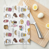 Linge De Cuisine Café et motif illustré par nourriture de confort (Quart Plié)