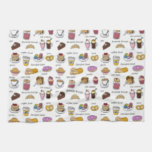 Linge De Cuisine Café et motif illustré par nourriture de confort