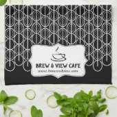 Linge De Cuisine Café haricot motif commerce personnalisé noir et b (Plié)