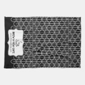 Linge De Cuisine Café haricot motif commerce personnalisé noir et b (Horizontal)