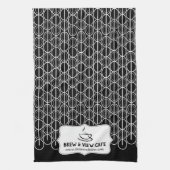 Linge De Cuisine Café haricot motif commerce personnalisé noir et b (Vertical)