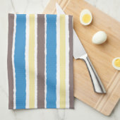 Linge De Cuisine Café Popcorn Beurré Brown Sonic Blue Stripes (Quart Plié)