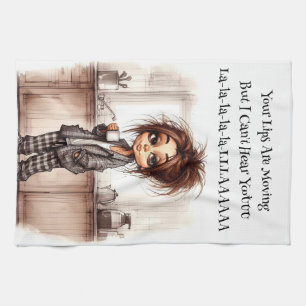 Linge De Cuisine Café Quirky Lady ne peut pas vous entendre Serviet