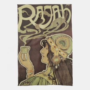 Linge De Cuisine Café Rajah Art Nouveau vintage, femme avec café