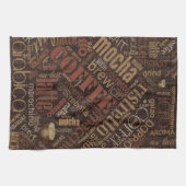 Linge De Cuisine Café sur Burlap Word Cloud Brown ID283 (Horizontal)
