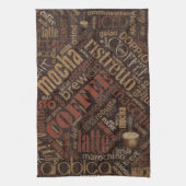 Linge De Cuisine Café sur Burlap Word Cloud Brown ID283 (Vertical)