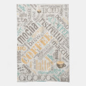 Linge De Cuisine Café sur Burlap Word Cloud Turquoise ID283 (Vertical)