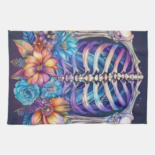 Linge De Cuisine Cage de côtes et conception de fleurs (Horizontal)