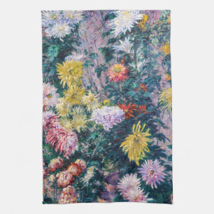 Linge De Cuisine Caillebotte - Chrysanthèmes blancs et jaunes