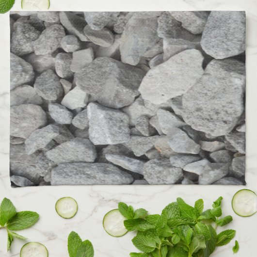 Linge De Cuisine Cailloux gris de granit (Plié)