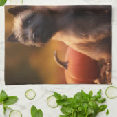 Linge De Cuisine Cairn Terrier Chiot Automne Citrouille de plaisir (Plié)