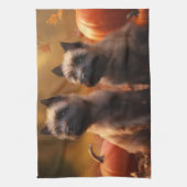 Linge De Cuisine Cairn Terrier Chiot Automne Citrouille de plaisir (Vertical)