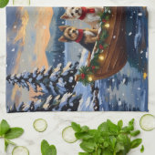 Linge De Cuisine Cairn Terrier Christmas Boat Holiday (Plié)