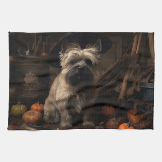 Linge De Cuisine Cairn Terrier Citrouilles Halloween effroi (Horizontal)