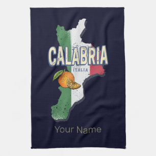 Linge De Cuisine Calabre Italie Région Rétro Carte Souvenir Vintage