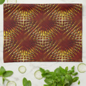 Linge De Cuisine calandre dorée rougeâtre à l'air bouffé ou gonflé (Plié)