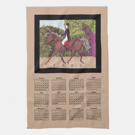 Linge De Cuisine Calendrier 2020 dressage cheval art (Vertical)