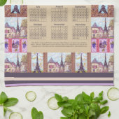 Linge De Cuisine Calendrier 2024 Paris Tour Eiffel Pointillisme Art (Plié)