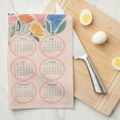 Linge De Cuisine Calendrier 2025 - Jay bleu et fleurs (Quart Plié)