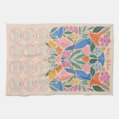 Linge De Cuisine Calendrier 2025 - Jay bleu et fleurs (Horizontal)