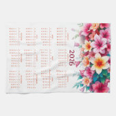 Linge De Cuisine Calendrier 2026 avec des fleurs (Horizontal)