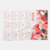 Linge De Cuisine Calendrier 2026 avec des fleurs (Horizontal)