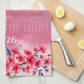 Linge De Cuisine Calendrier 2026 avec fleurs (Quart Plié)