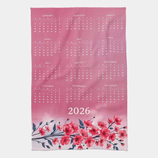 Linge De Cuisine Calendrier 2026 avec fleurs (Vertical)