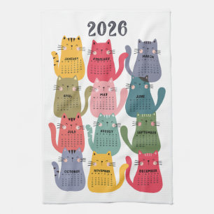 Linge De Cuisine Calendrier 2026 Chats colorés