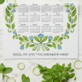 Linge De Cuisine Calendrier 2026 Fleurs Bleues Bleues Bleues Bleues (Plié)