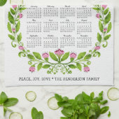 Linge De Cuisine Calendrier 2026 Fleurs roses mignonnes Soleil Flor (Plié)