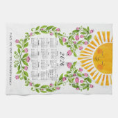 Linge De Cuisine Calendrier 2026 Fleurs roses mignonnes Soleil Flor (Horizontal)