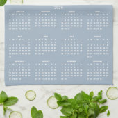 Linge De Cuisine Calendrier 2026 Nom de Script Photo Bleu Poussiére (Plié)