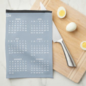 Linge De Cuisine Calendrier 2026 Nom de Script Photo Bleu Poussiére (Quart Plié)