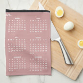 Linge De Cuisine Calendrier 2026 Nom de Script Photo Rose Poussiére (Quart Plié)