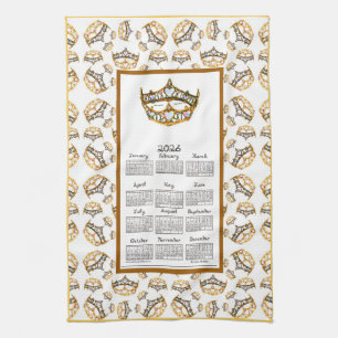 Linge De Cuisine Calendrier 2026 Reine de Cœur Couronne d'Or Tissu