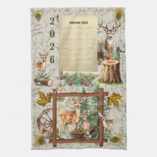 Linge De Cuisine Calendrier 2026 Towel Deer Buck Pinecones Acorns