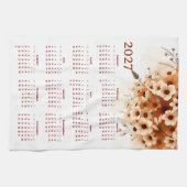 Linge De Cuisine Calendrier 2027 avec des fleurs (Horizontal)