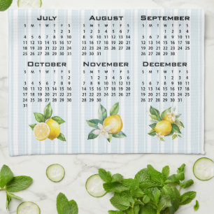 Linge De Cuisine Calendrier 2027 de style italien Citrons Rayures b